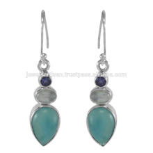 Beautiful Larimar And Multi Gemstone 925 Sterling Silver Earring Jewelry